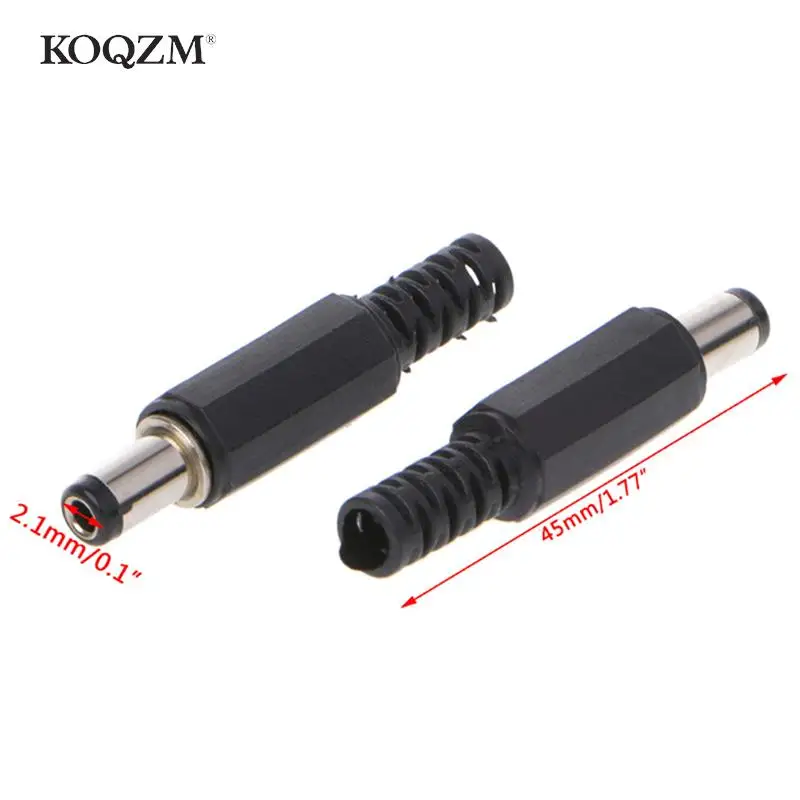 5 Buah Model Steker Listrik DC 5.5X2.1 Mm untuk Kabel Las Hitam DC Adaptor Steker Colokan Pria