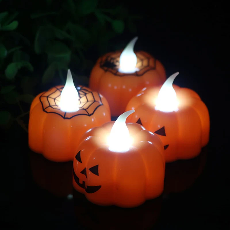 Desktop LED Candle Luminous Pumpkin Shaped Lantern 2025 Halloween Party DIY Decoration Light Trick Or Treat Festival Party Props