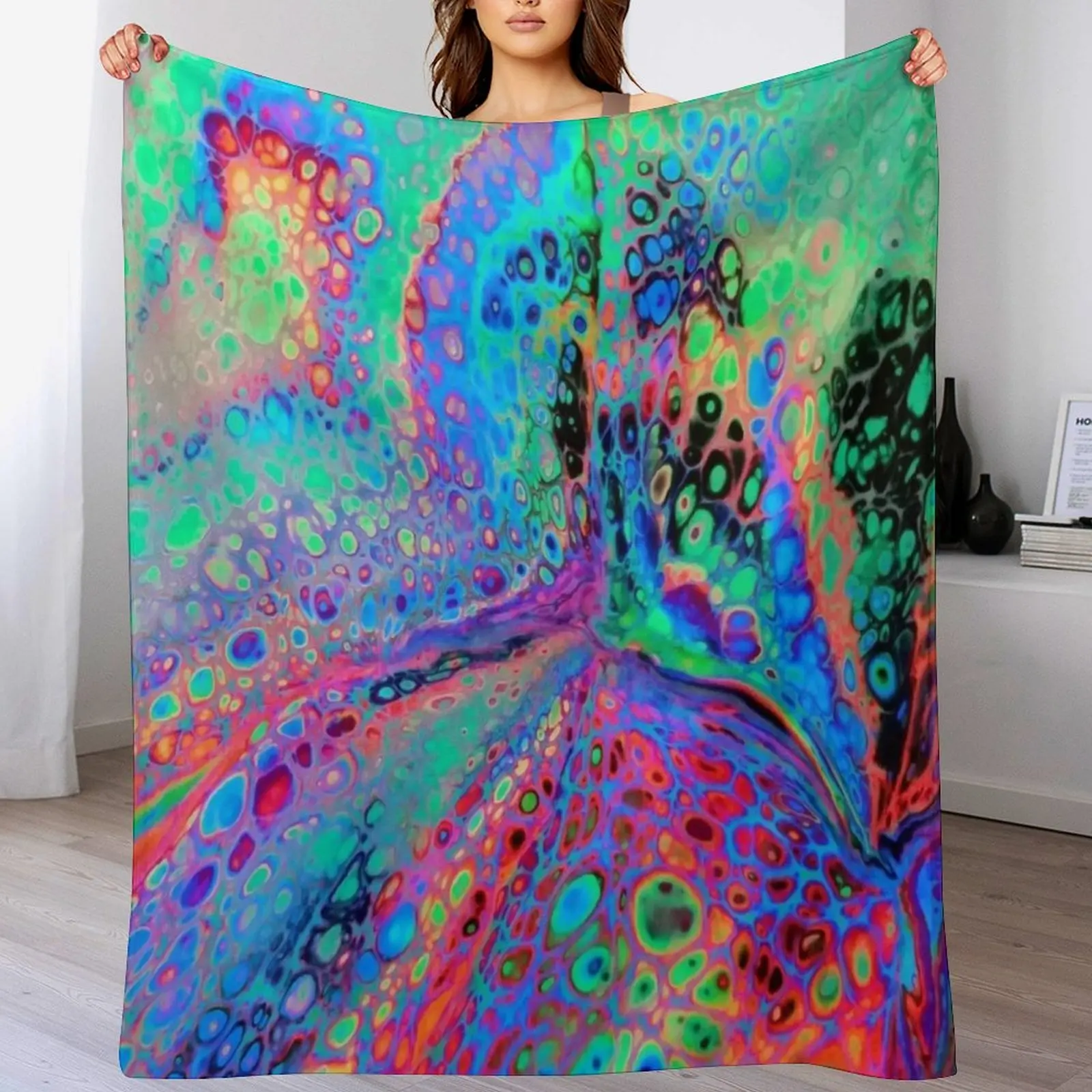 Electric Leopard Pattern Super Fluid Soul Acrylic Pour Design Throw Blanket Plaid Large Blankets