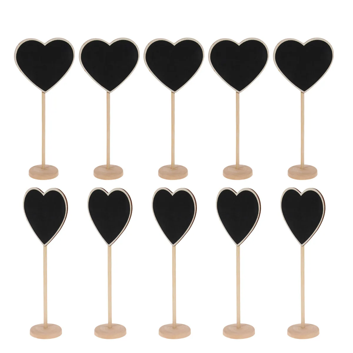 

10Pcs Heart Shape Mini Wooden Blackboard for Short Messages Decoration Clip Base 1.46inch 3.7cm Diameter 7.1x2.9inch 18x7.5cm