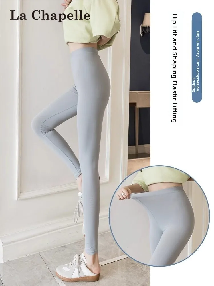 라 샤펠 아이스 실크 요가 팬츠 여성용 얇은 여름용 신축성 있는 9부 스킨 타이트 핏 베이스 레이어 팬츠 부드럽고 신축성 있음