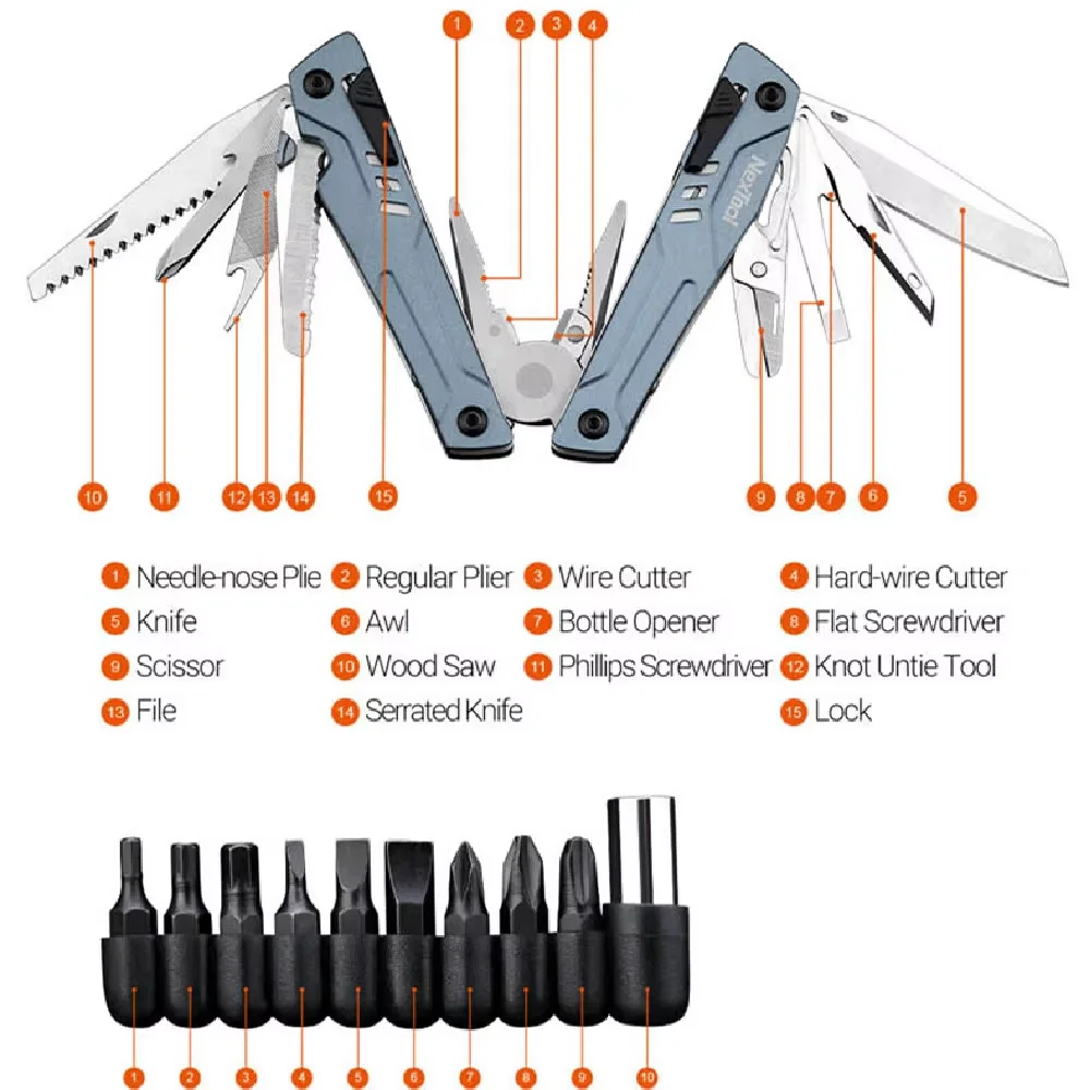 NexTool Sailor Pro 14 In 1 Folding Pliers Multitool Pocket Knife Tools Multifunctional Hand Tools Cable Camping Gear Multi-tools
