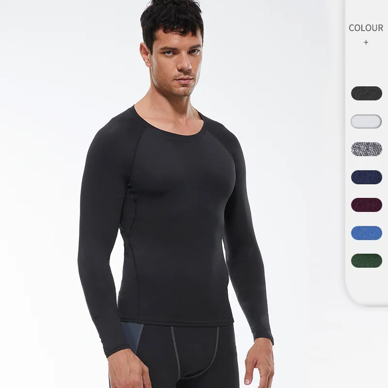 

Men Quick drying Fitness Long sleeve Elastic Tight fitting Sports Running Training Clothing Breathable Bodybuilding Male T-shirt