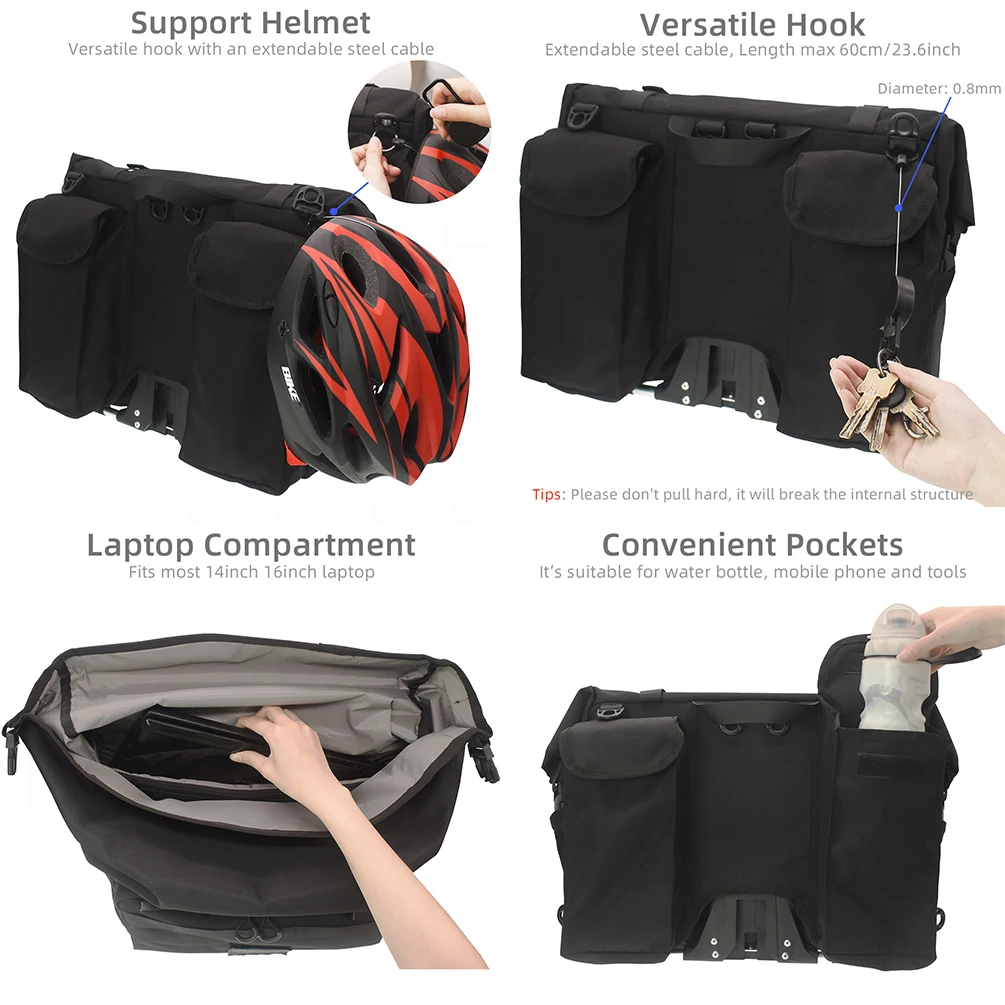 TWTOPSE Bicycle Backpack Borough Roll Top Bag For Brompton Folding