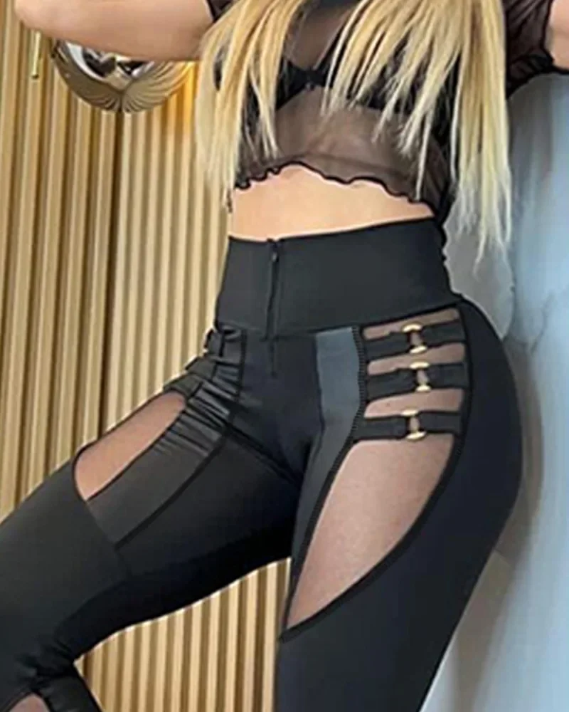 Women Solid Tight High Waist Slim Fit Sheath Long Pants Autumn Spliced Package Hip Trousers Sexy 2025 Regular Casual Ladies