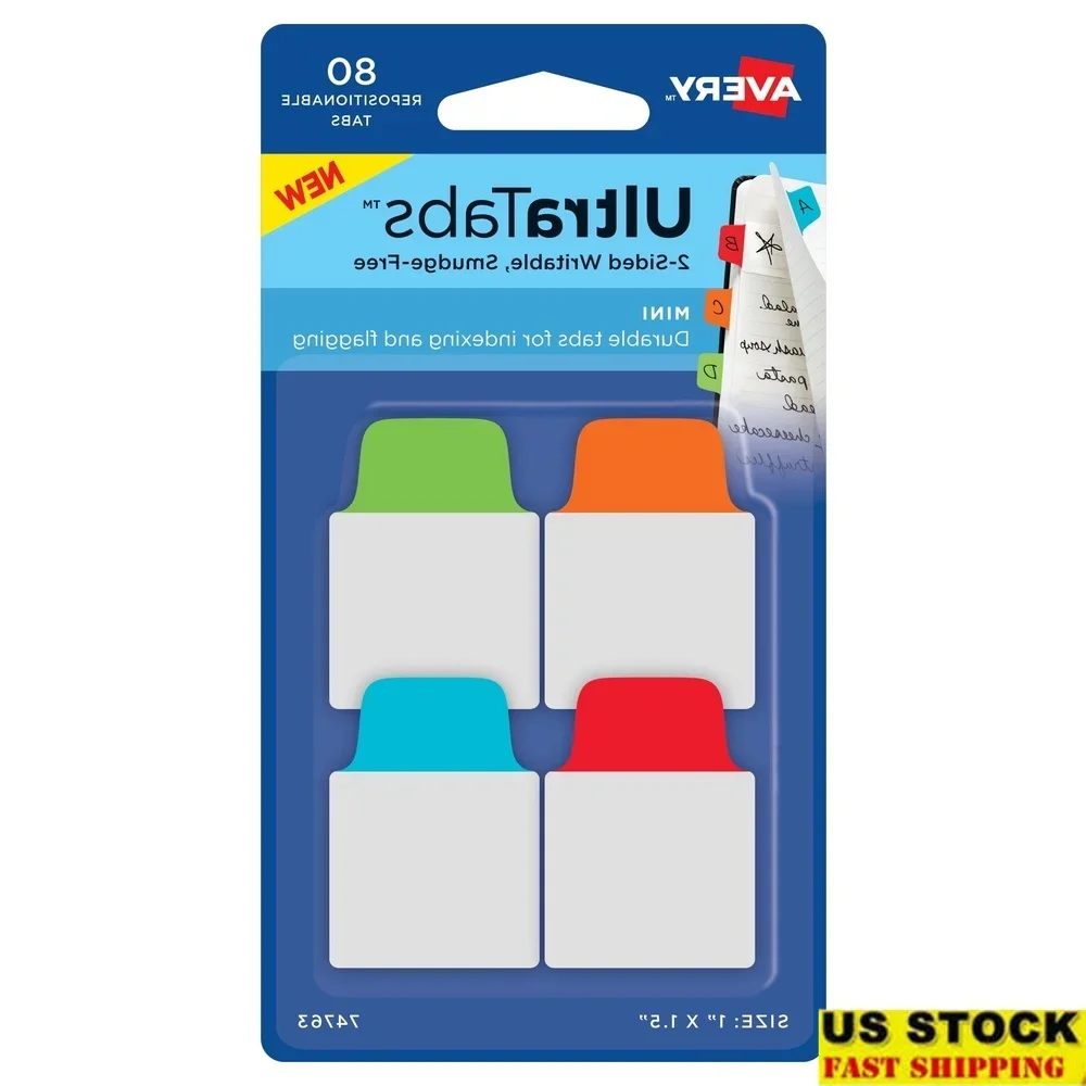 

Mini Ultra Writable Tabs 80 Assorted Colors Repositionable Page Markers Smudge Free Durable Sticky Notes Home Office School