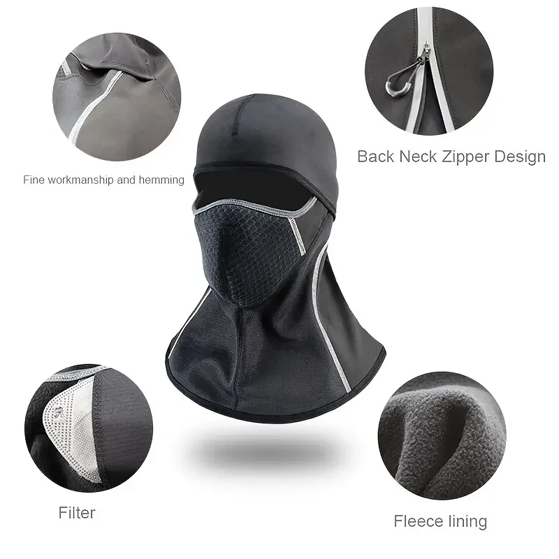 

Ski Outdoor Warm And Breathable Polar Fleece Waterproof Full Face Zipper Mask