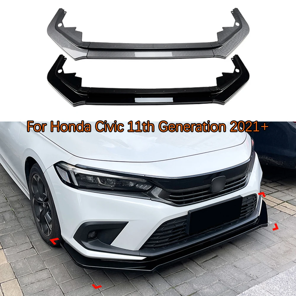 

Car Front Bumper Lip Body Kit Spoiler Splitter Bumper Canard For Honda Civic 11th Generation 2021+ Cars Exterior Modification