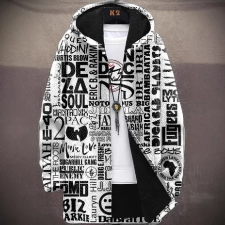 

Premium-Quality Jacket, Allover Digital Fleece-Lined Jacket, Thermal Hooded Full-Zip Jacket, Windproof Tailored Fit Coat