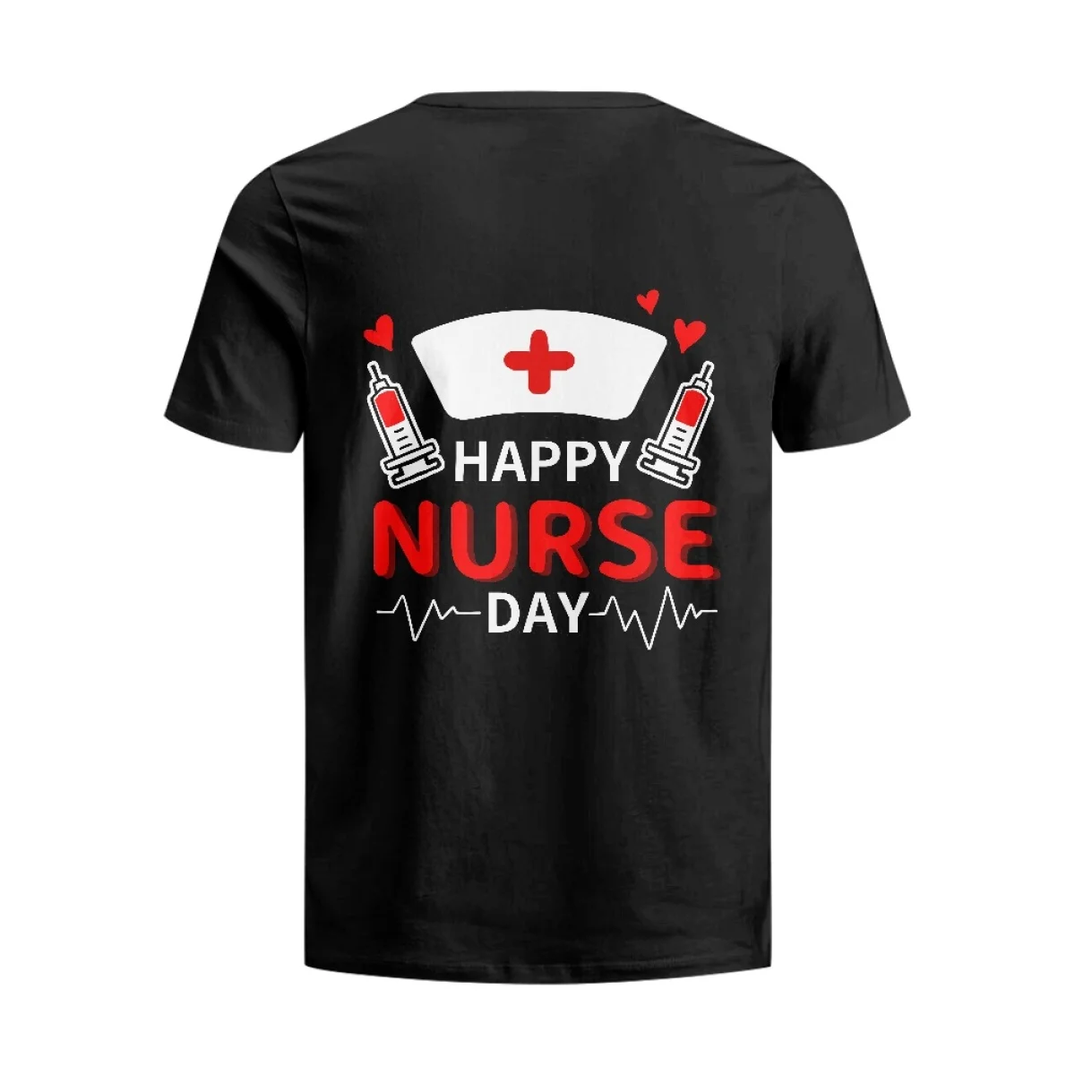 Hycool Happy Nurse Day T-Shirt  Classic Shirt Round Neck Short Sleeve Cotton T-shirts for Men Tee Top Fresh Classic Basic Tshirt