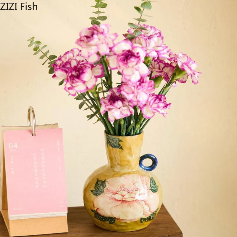 Single Ear Ceramic Vase Hydroponic Vases Flower Arrangement Decorative Vases Artistic Flower Vessels Dried Flower Vase Crafts