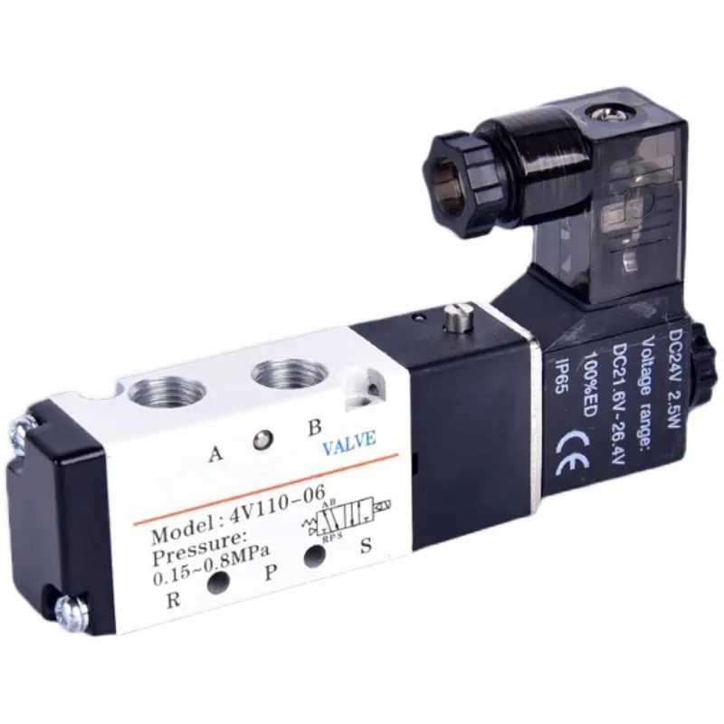 4V110-06 1/8 Bsp Air Solenoid Valve 5 Way Port 2 Position Gas Pneumatic Electric Magnetic Valves DC12V 24V 110 V220V Coil Volt