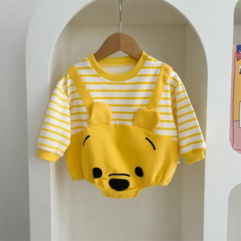 Baby Girl Boy Bodysuit Spring Autumn Soft Cotton Clothing Long Sleeves Cartoon Bear Jumpsuit Newborn Clothes K6181-2