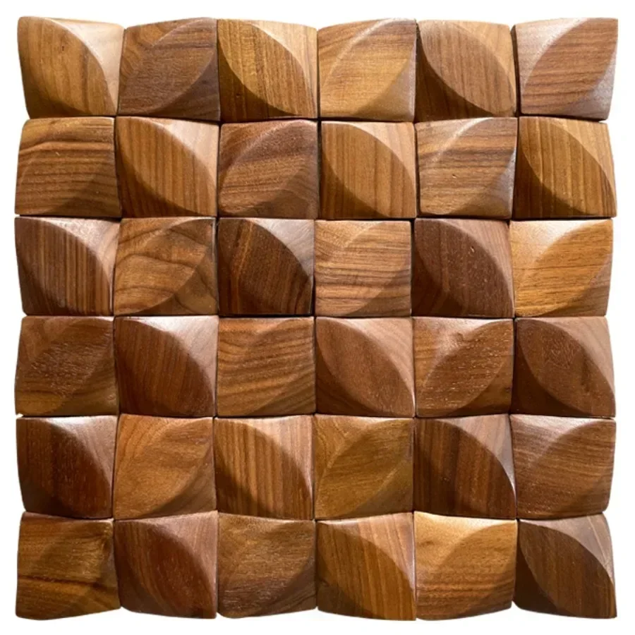 Solid Wood Mosaic Tille Black Walnut Petals Wall Stickers Background Wall Panel Hotel Restaurant Wooden Mosaic Wall Decoration