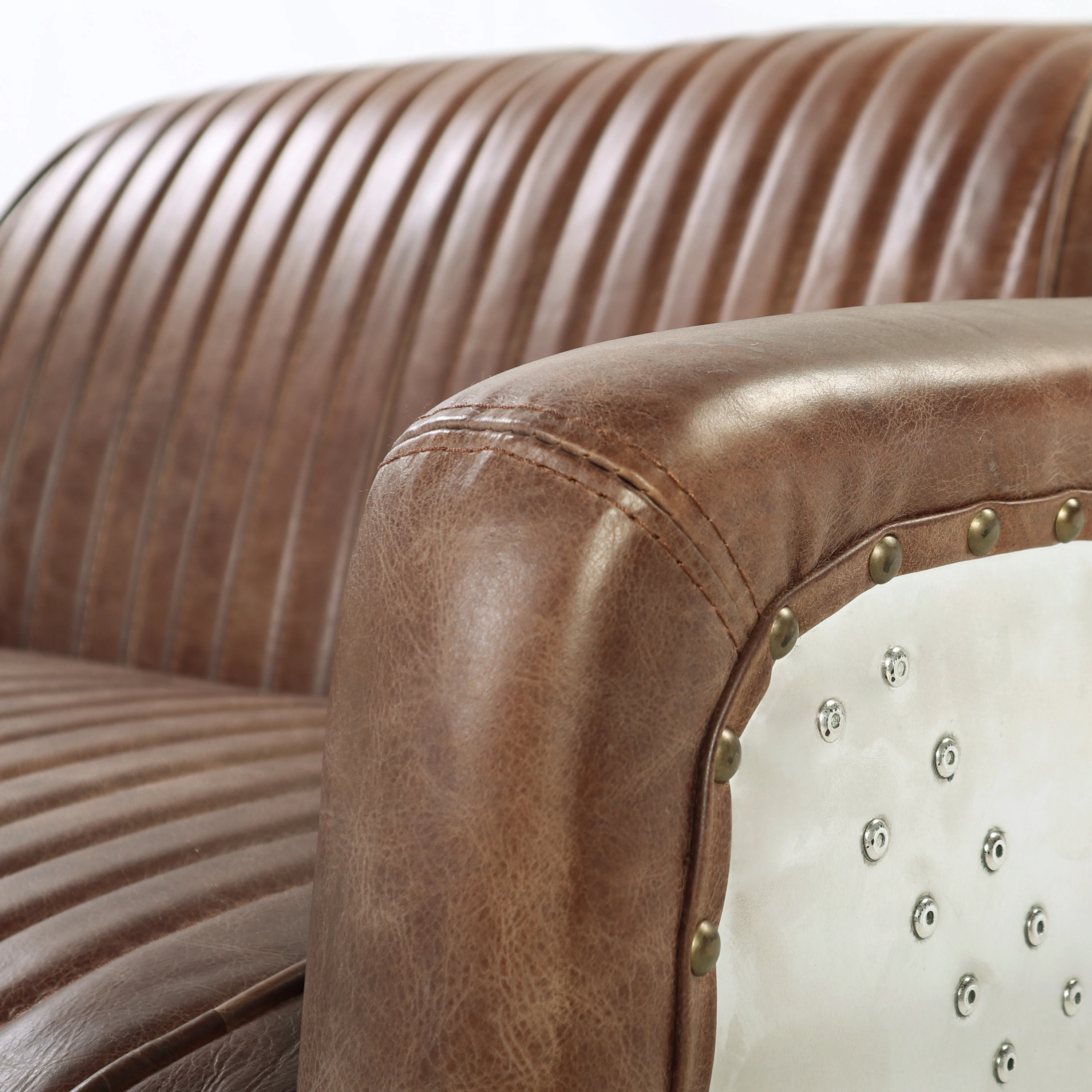 ACME Brancaster Chair in Retro Brown Top Grain Leather & Aluminum