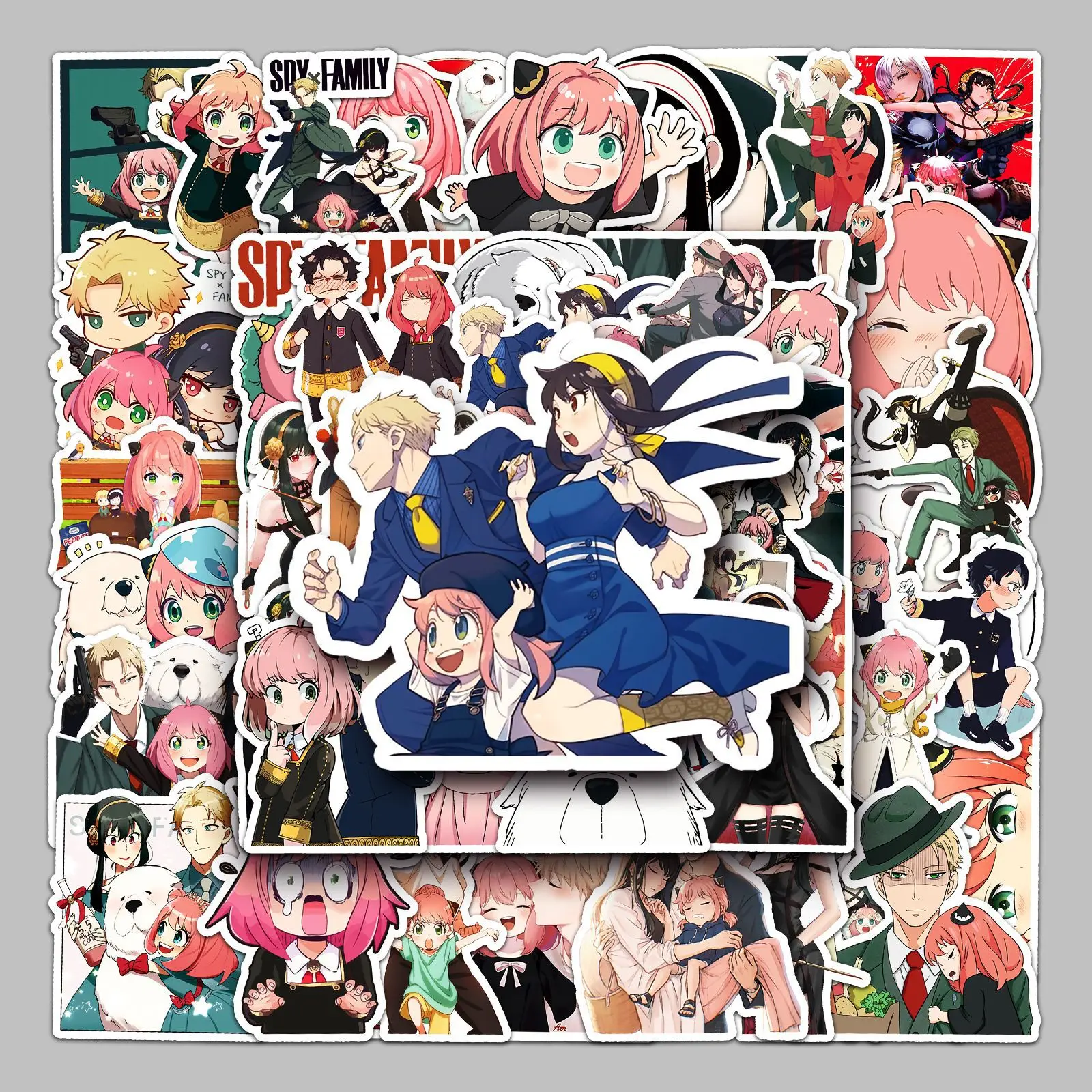 50 Stück Anime Spy X Family Japanische Cartoon-Dekor-Aufkleber, geeignet für Epoxidharz, für Gepäck, Roller, Laptop & Tablet