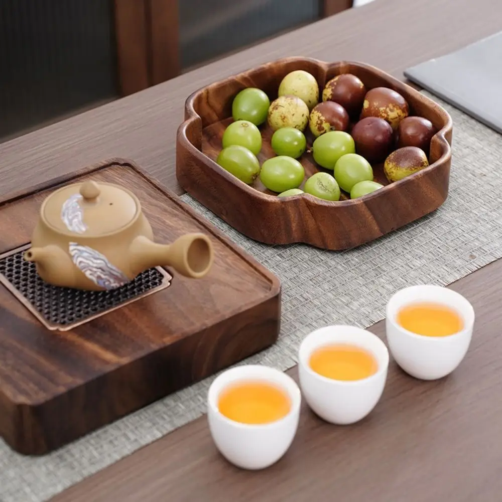 Smooth Edge Wooden Candy Plate Japanese Style Natural Fruit Tray Stackable Dessert Plate Candy Serving