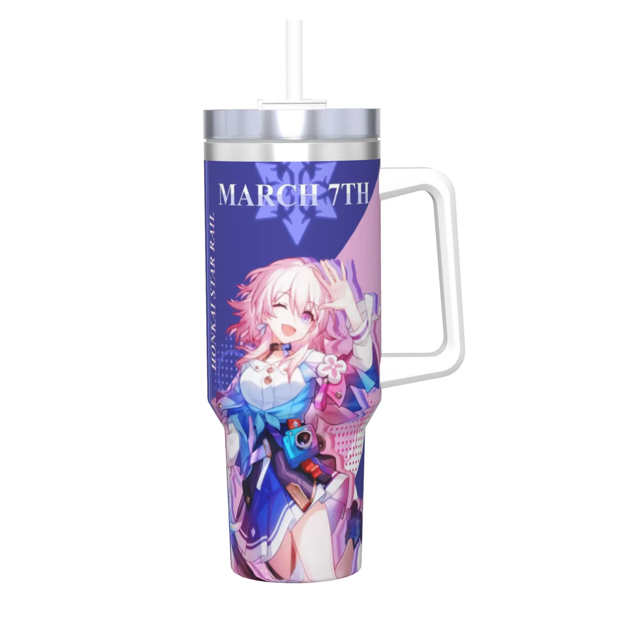 Honkai Star Rail Tumbler With Straw  Stainless Steel Mug Cups Double Wall Vacuum Insulated for Cold Or Hot 40oz