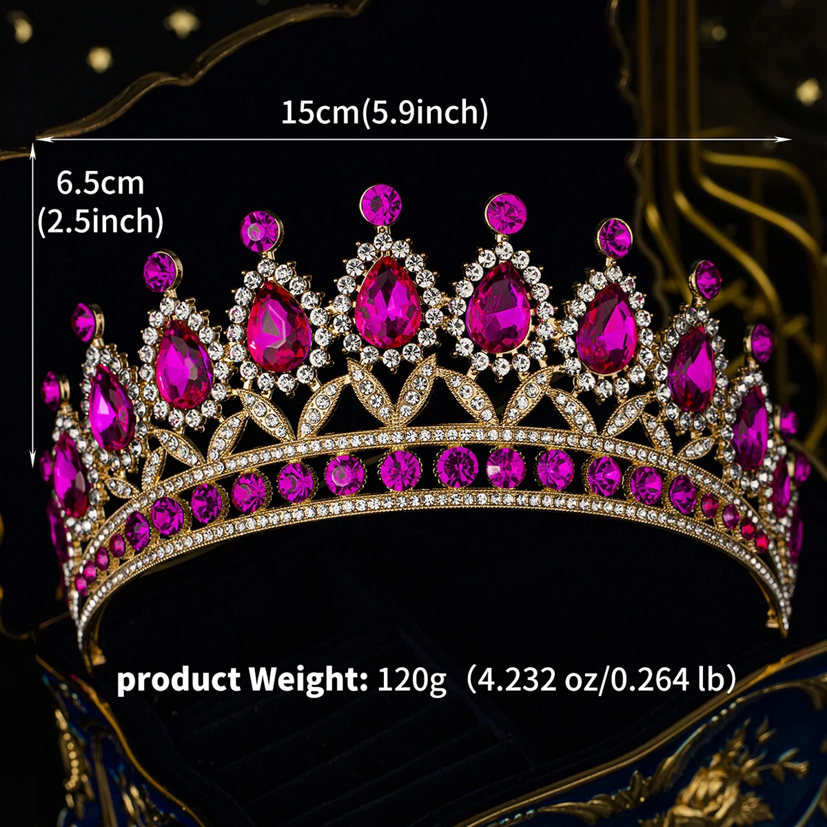 الوردي الأميرة على غرار تاج كلاسيكي Waterdrop الغلاف الجوي كريستال العصابات الشعر المرأة هيربيسي الزفاف إكسسوارات الشعر مجوهرات