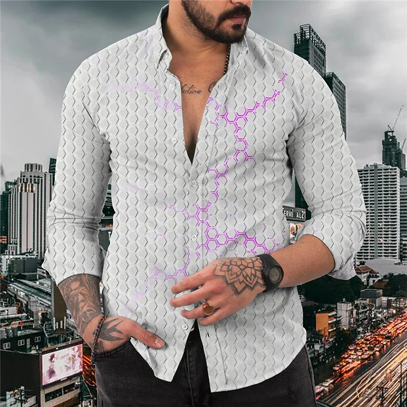 Camicia da uomo con risvolto in rete primavera ed estate moda street suit shirt outdoor morbido e confortevole tessuto di alta qualità 2023 nuovo