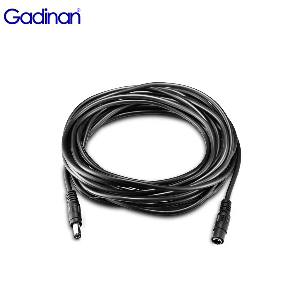 

Gadinan Security Cable Cord Connector Extender 3m/5m/10m 5.5mm x 2.1mm Male Power Supply DC 12 Interface For IP WiFi Camera