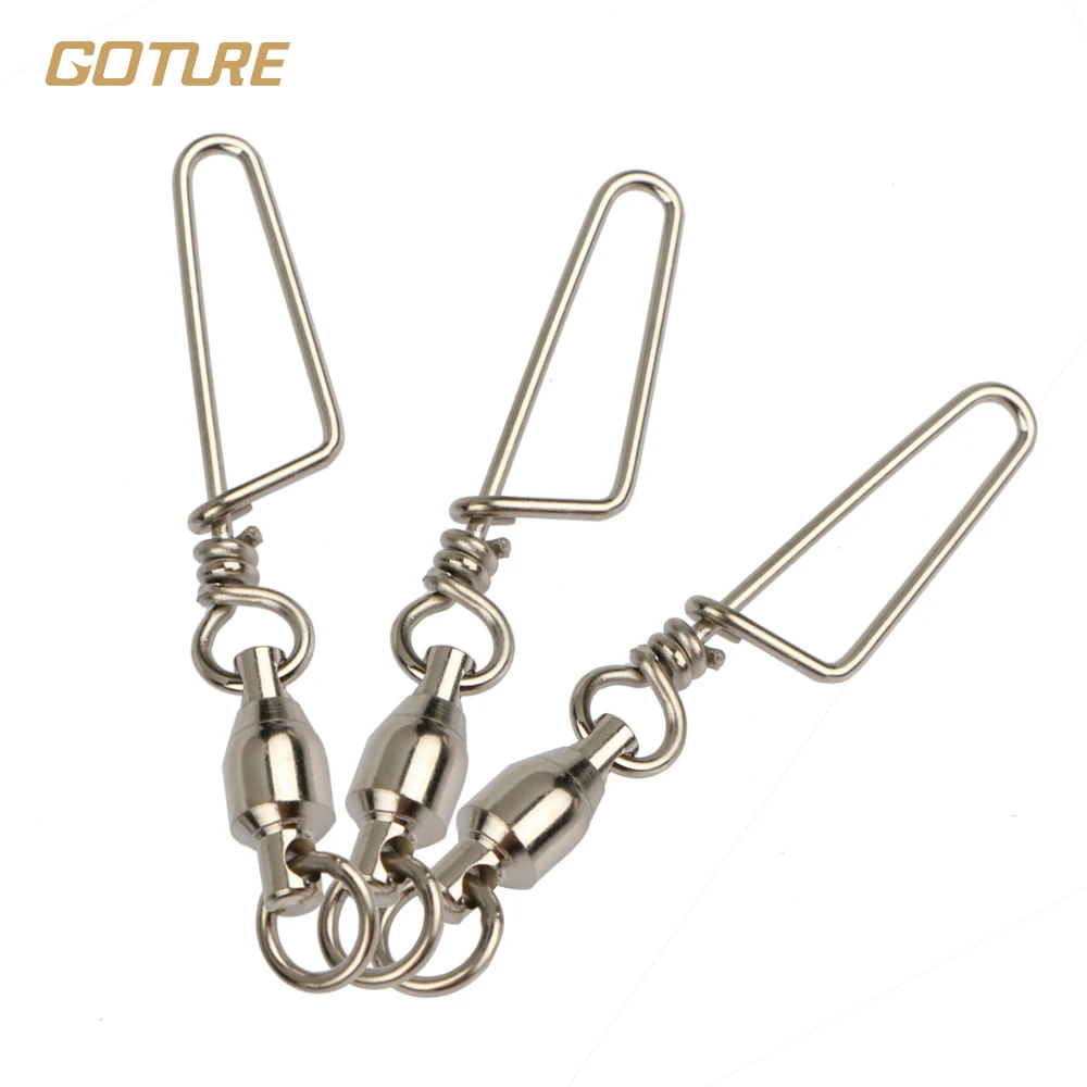 Goture 100pcs/lot Ball Bearing Swivel with Coastlock Snap  ZC+HX Fishing Tackle Accessories Hook Lure Connector