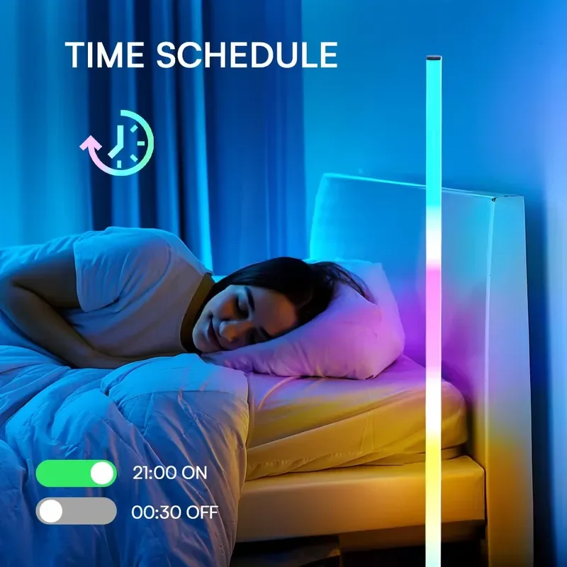 RGB LED Floor Lamp Smart Corner Light with Music Sync for Bedroom Living Room Game Room Office Ambient Lighting