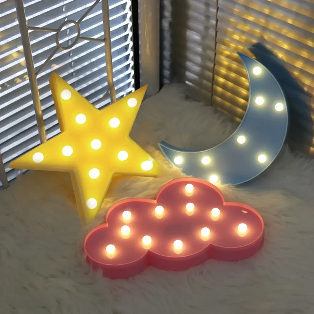 

Nordic Lovely Cloud Star Moon LED 3D Night Light Kids Gift Toy For Baby Children Bedroom Tolilet Lamp Decoration Indoor Lighting