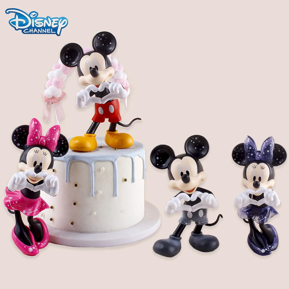 

Disney Mickey Minnie Mouse Valentine's Day Proposa Model Dolls Kawaii Figurine Party Cake DIY Decorations Desktop Ornament Gifts