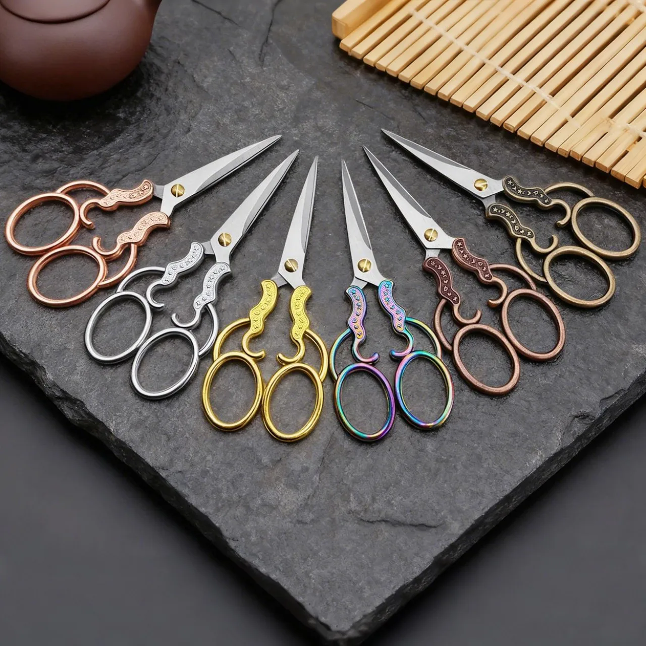 Handmade Retro Gourd Auspicious Cloud Tea Scissors Kung Fu Tea Bag Cutter Tea Art Ceremony Household Teaware Decor Gift