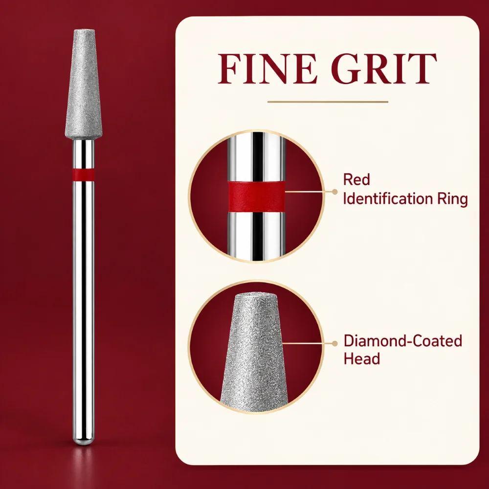 2.3/4mm Nail Drill Bit 3Pcs Trapezoid Diamond Manicure Tool 2.35mm Universal Shank Fine Grit For Surface Smoothing Edge Trimming