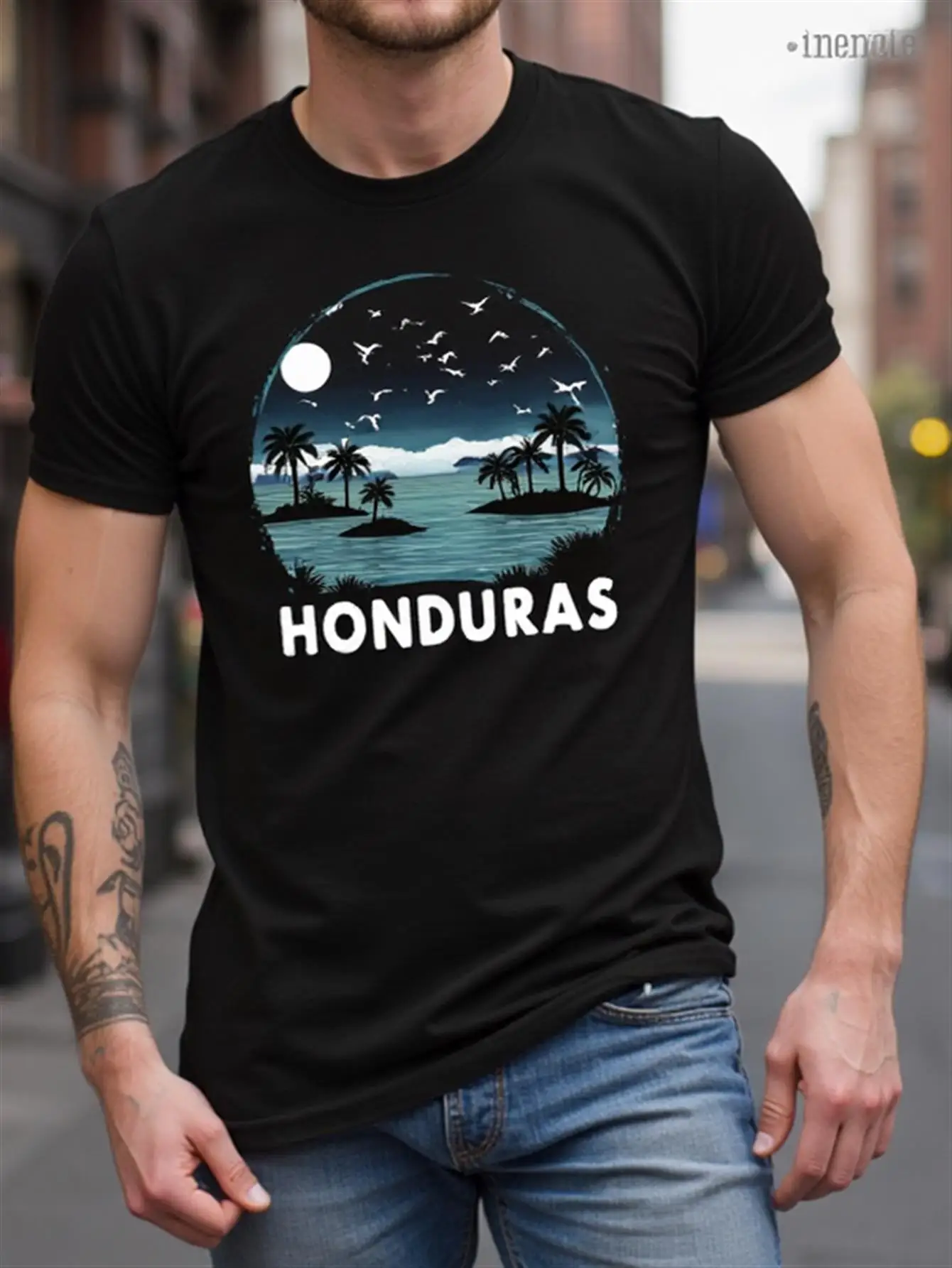 

Men's Honduras Tropical Island Pattern T-Shirt 100% Cotton Short Sleeve Casual Shirt Bay Islands and Roatan Design Authentic Crew Neck Top Ideal for Beach Vacations and Everyday Wear Perfect Gift for Honduras Enthusiasts