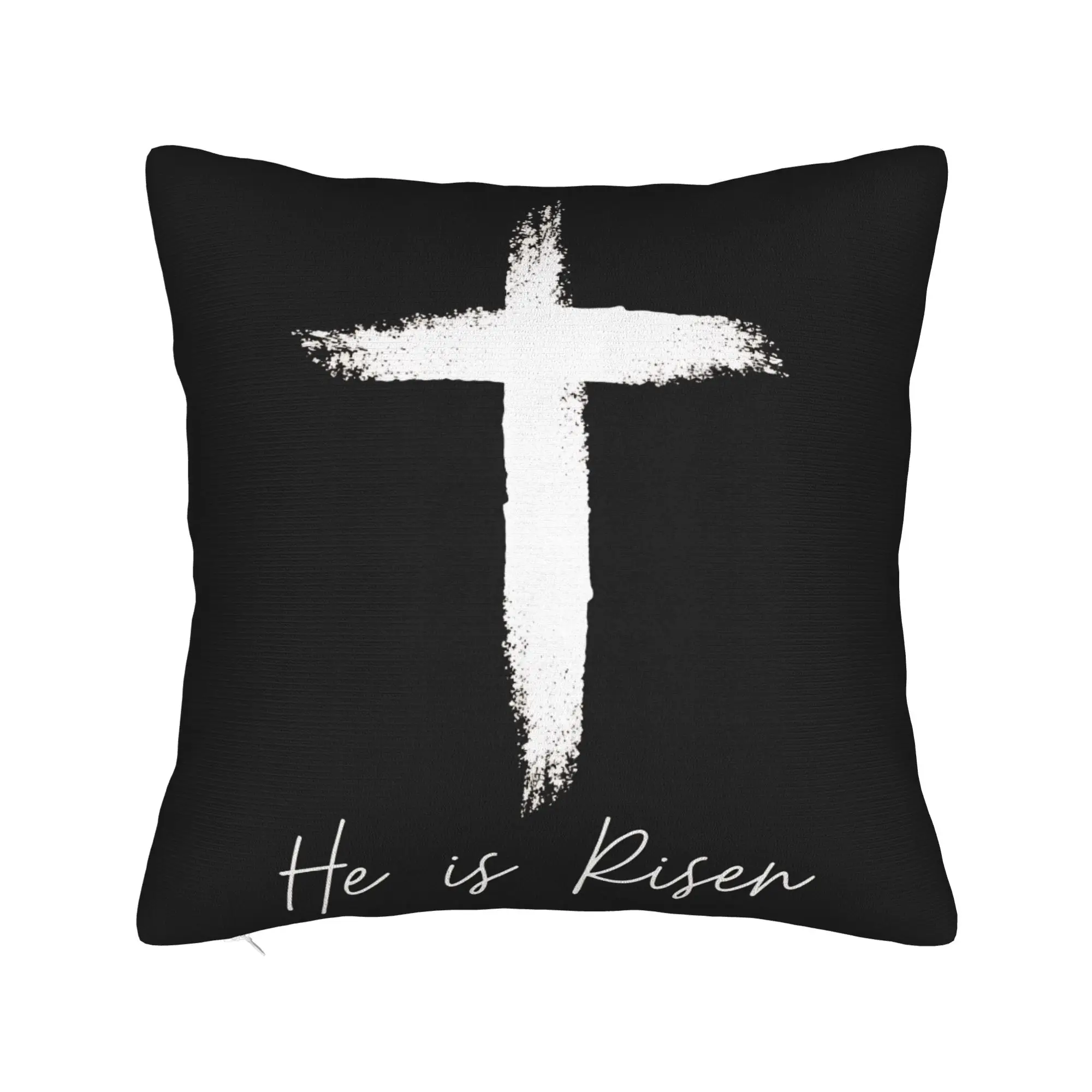 Pillow Cover He is Risen Boho Easter Christian Cross  Cute Funny Pillow Case For Couch Sofa Bedroom Pillowcases