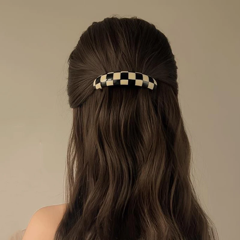 

Корейская весенне-летняя шикарная заколка для волос, заколка-автомат для девочек, в французском стиле, глянцевая, эллиптическая, в форме дуги, ретро, модная, большая заколка-шпилька, аксессуар для волос