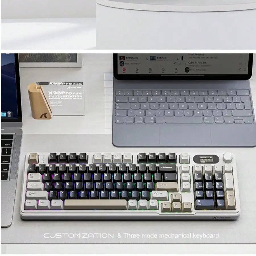 X98Pro three-mode RGB wireless keyboard side engraved with screen Bluetooth customized game mechanical keyboard