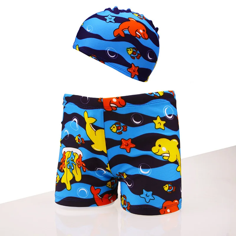 Boys Swimming Trunks 1-8Years Children\'s Swimwear Kids Swimsuit Dinasour Boys Swimwear Trunks with Hat DS29