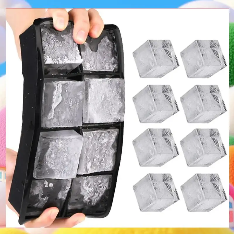 

Поднос для ледяного торта, силиконовая форма для льда, большая квадратная форма для ледяного торта, 8 сеток для виски, коктейля-ABUA