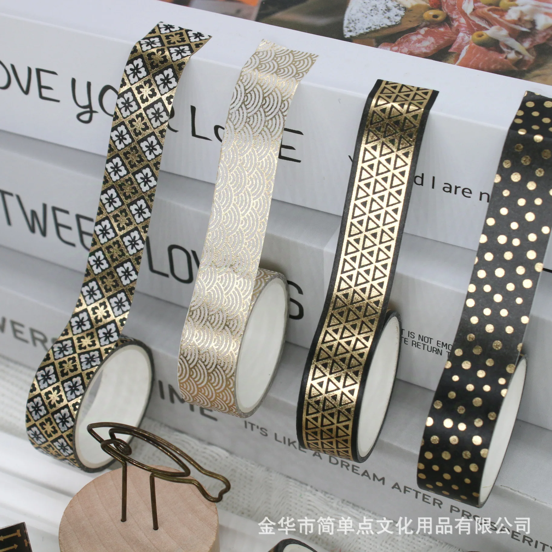

Набор декоративных бумажных лент из золотой фольги Fuguang Luejin Series: классическая черно-золотая лента для скрапбукинга, ведения дневников и DIY-творчества