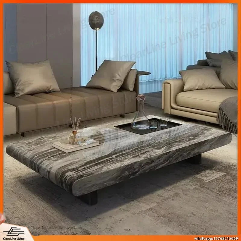 

Modern Nordic Coffee Table Simple Luxury Living Room Side Table Round Rock Plate Design Minimalist Home Furniture Stolik