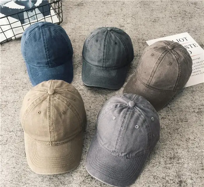 Frauen Männer Baumwolle Solide Baseball Kappe Mode Snapback Hut Weibliche Outdoor Einfache Gewaschen Vintage Visier Beiläufige Kappe Hut Für Frauen Männer – Detail 7