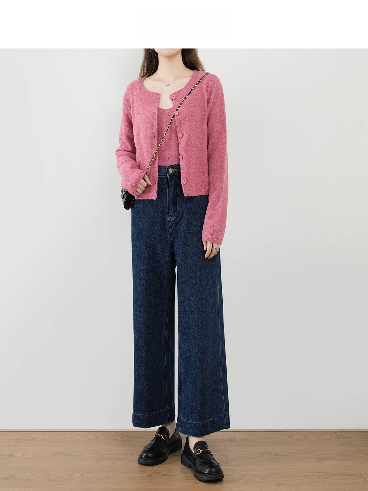 

Вязаный комплект с волнистым узором: мягкий и уютный женский свитер с круглым вырезом и кардиган, две части, весна-осень, свободный крой, длинный рукав