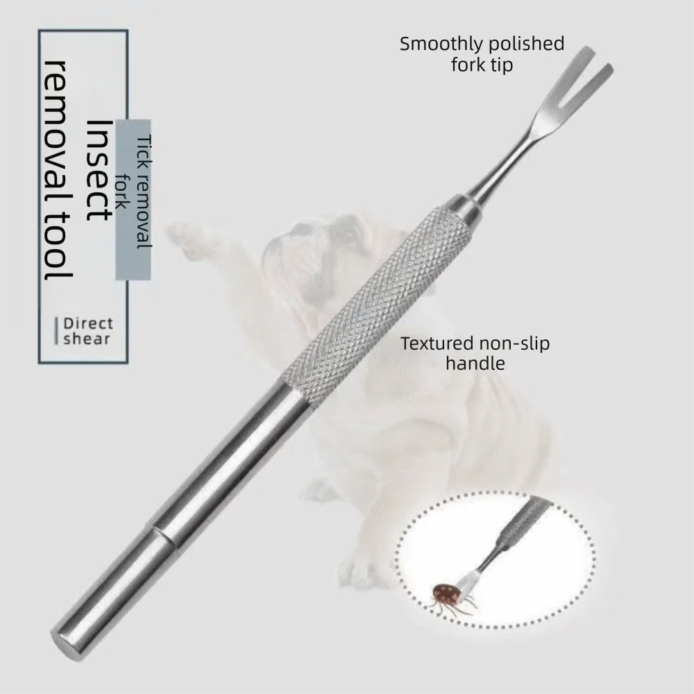 Fork Shape Tick Removal Tool Professional Stainless Steel Pet Flea Removal Tweezers Scratching Hook Tick Remover Tool Pets