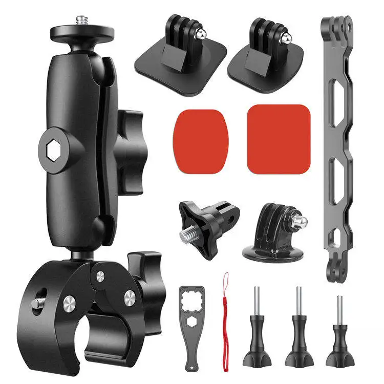 Motorcycle Accessories Mount Bundle Kit for Insta360 X4 X3 Large Diameter 360 Double Head Rotating Bracket Clip For GoPro Camera