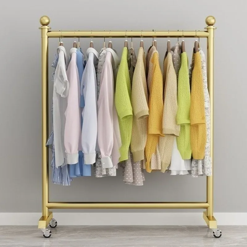 Hanging clothes bedroom floor and hats indoor simple drying clothes home rack gold women's hanging rack 100x40x135cm