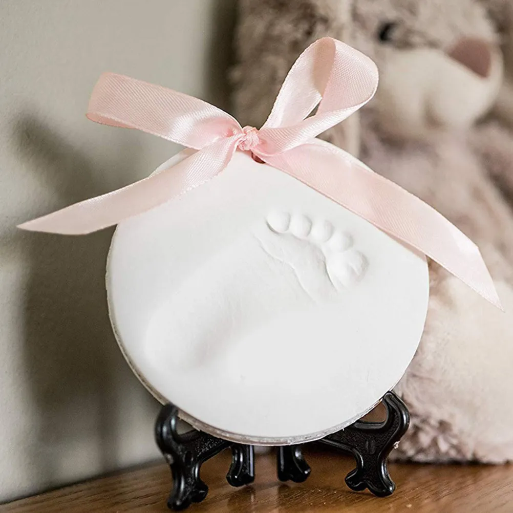 4-個の赤ちゃんの手形記念品キット安全な素材新生児の足跡記念ギフト-diy-幼児の手泥装飾