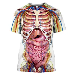 Male Skeleton Internal Organs 3D Print T Shirt Men Human Structure Diagram Summer Short Sleeve T-shirt Funny Tops Tee Clothes