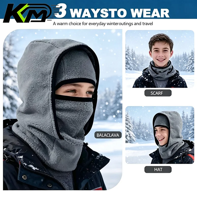 Outdoor Warm One-piece Hat Scarf Double Layer Hat Design Balaclava Hat Helmets Sports Cycling Facial Mask Unisex Autumn Winter