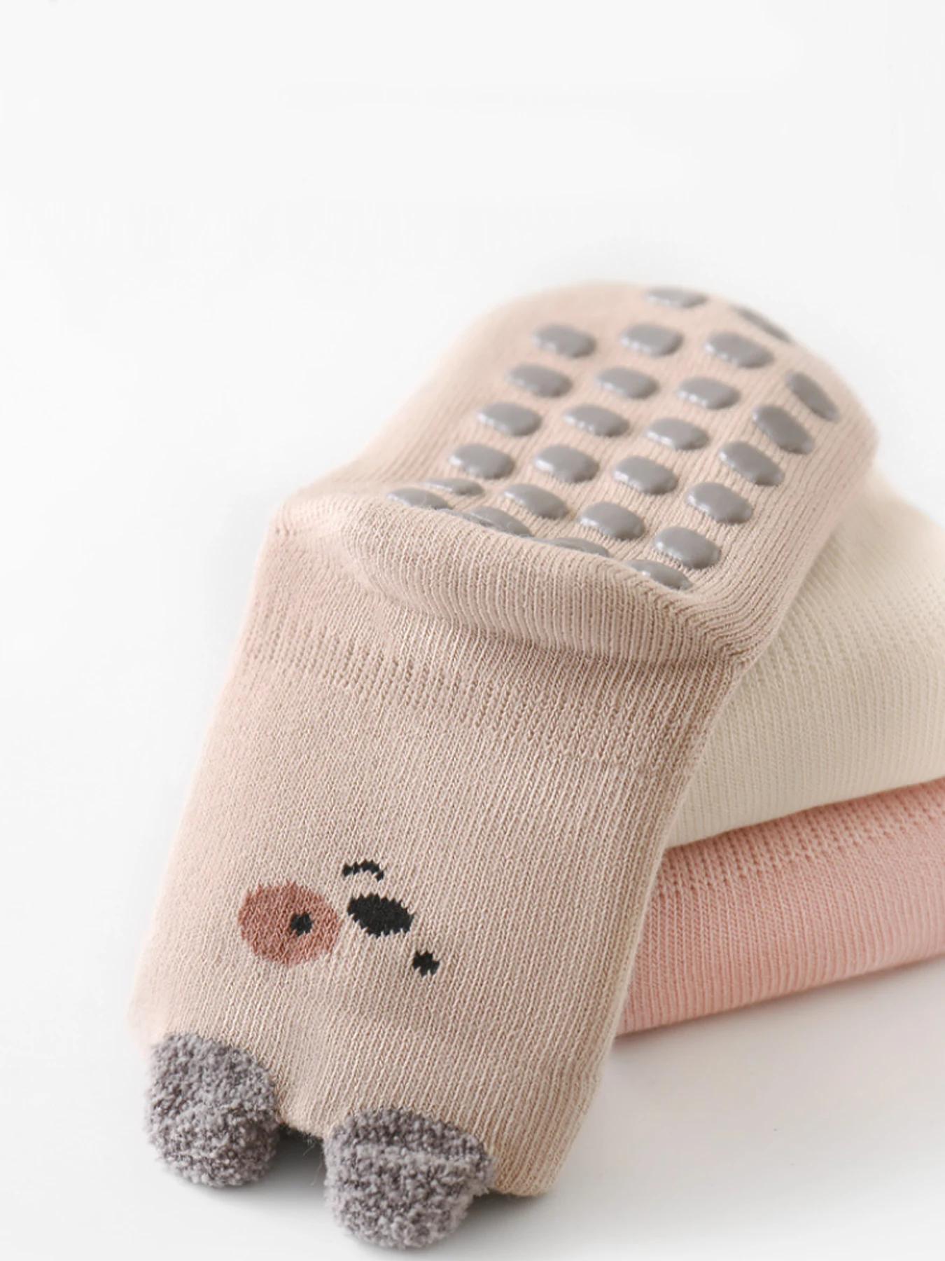 5 pairs of boys and girls' anti slip socks with cute cartoon animal patterns, comfortable and breathable baby floor socks