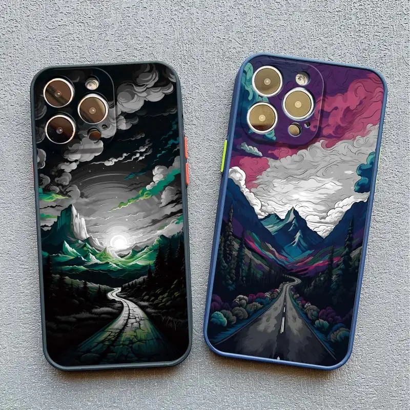 Sunset Sea View Phone Case For iPhone 11 15 13 14 12 Pro Max XS X XR Mini 7 8 Plus Magnificent Mountain River Shockproof Covers