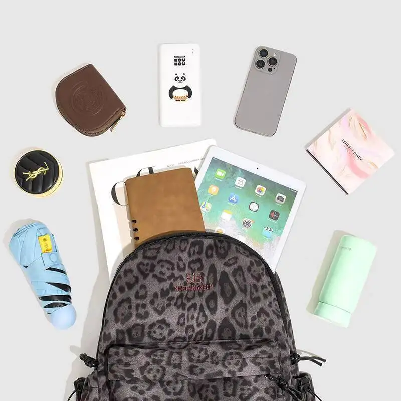 ليوبارد طباعة حقيبة ظهر بسعة كبيرة العصرية y2k Daypack حقيبة الكتب ليوبارد طباعة كوكيت محفظة حقائب السفر للنساء الرجال يوميا
